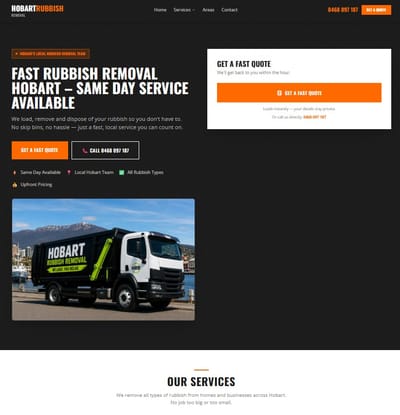 Hobart Rubbish Removal - Website Design & Build - SEO