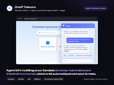 Alexia, l'agent de support client d'OnOff Telecom sur Zendesk - Artificial Intelligence