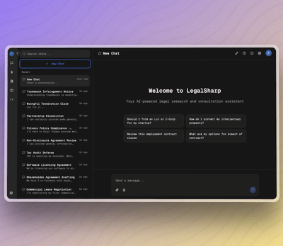 LegalSharp — AI-Powered Legal Assistant - Intelligence Artificielle