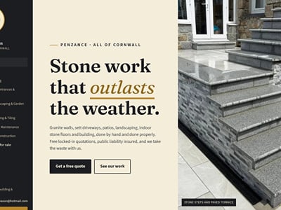 Lee Hunter Stonemason: stonemasonry portfolio website - Website Creation