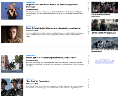 Content-Hub "Die besten Serien" Yahoo!/Sky Deut... - Branding & Positionering