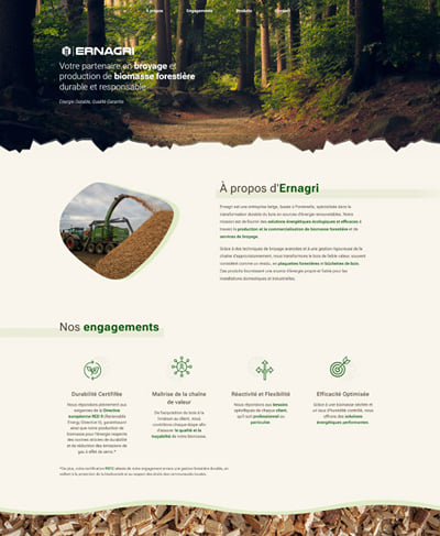 Landing page pour un producteur de biomasse - Website Creatie