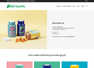 Webshop voor Nutricures - Website Creatie