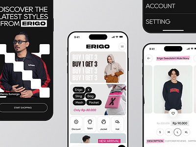 Erigo - Online shopping app - Application mobile