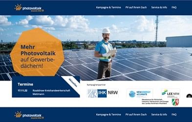 Kampagne "Mehr Photovoltaik auf Gewerbedächern" - Webseitengestaltung