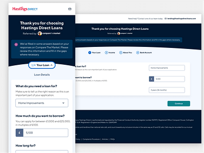 Hastings Direct Loan Application - Application web