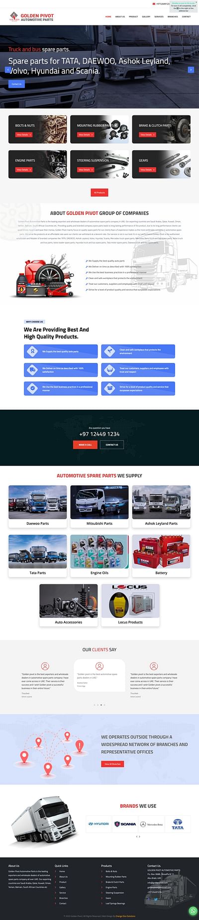 Website designed for Goldenpivot automobile - Web Application