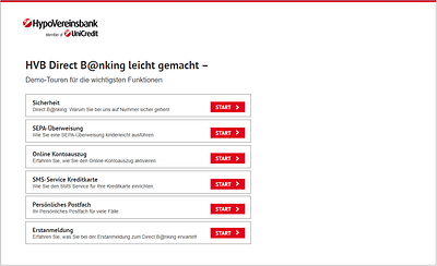 HYPOVEREINSBANK – KLICK-DUMMY ZUR LIVE GUIDED TOUR - Usabilidad (UX/UI)