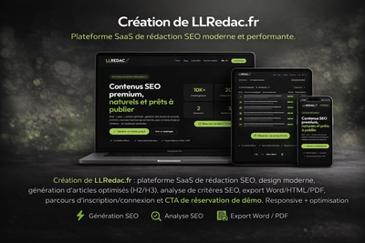 LLRedac – Plateforme SaaS de rédaction SEO assistée par IA - Création de site internet
