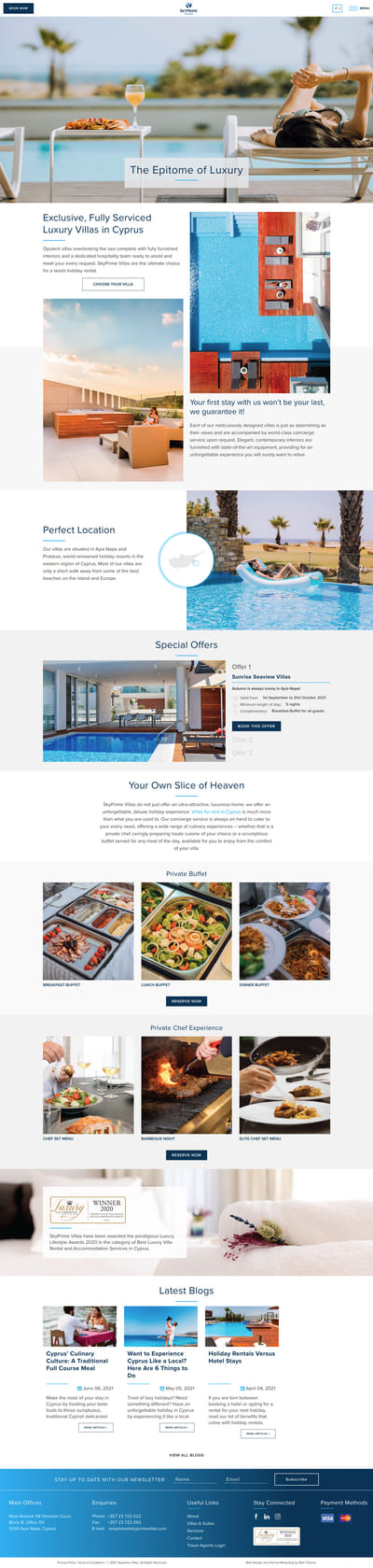 Custom WordPress Website for SkyPrime Villas - Content Strategy