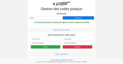 Outil codes postaux - Aplicación Web