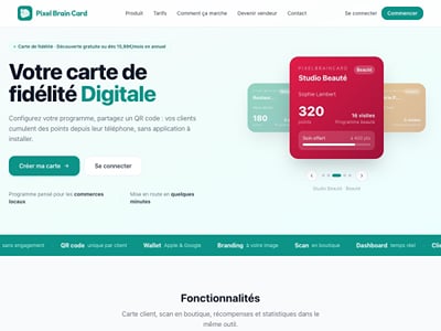Pixel Brain Card : SaaS de carte de fidélité digitale pour commerçants - Web Applicatie