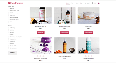 Herbana Cosmetics E-Shop - Creazione di siti web
