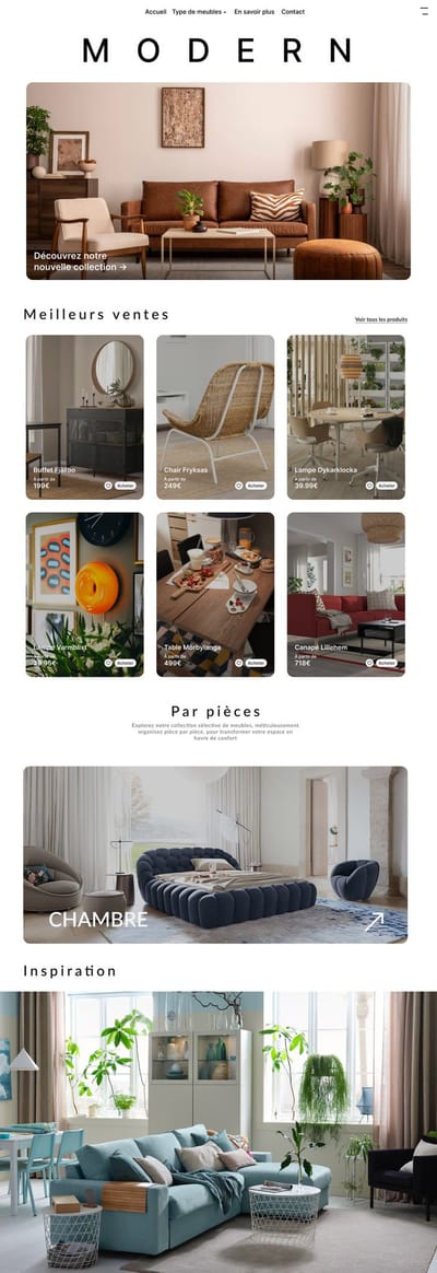 Création d'une landing page pour une boutique de meuble - Création de site internet