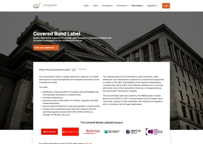 Covered Bond Label website and platform - Webseitengestaltung