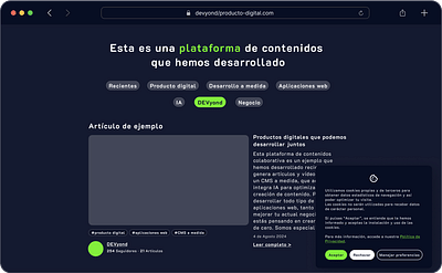 Desarrollo de producto digital - Creación de Sitios Web