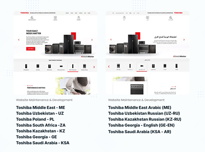 Toshiba - Enterprise Website Development & Management - Creación de Sitios Web