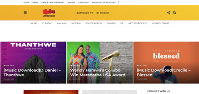 Website Development for ZAmbuye Music Site - Creación de Sitios Web
