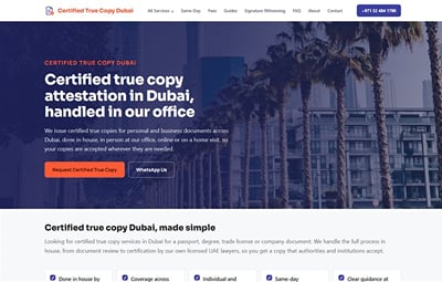 Certified True Copy Dubai: Specialist Site with 66 Service Pages - SEO