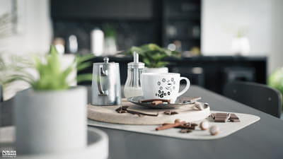 B&W Kitchen - 3D