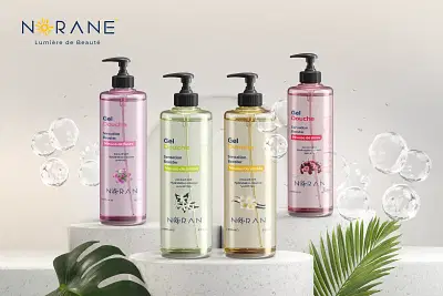 Conception étiquette Gel Douche NORAN - Branding & Positioning