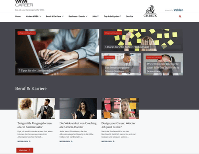 Projekt / WiWi Career Powered By Vahlen - Website Creatie