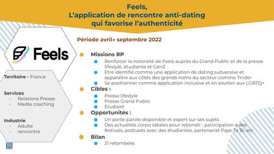 Feels, l'application de rencontre anti-dating - Relations publiques (RP)