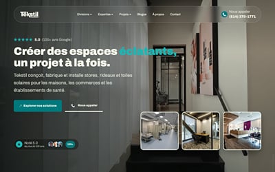 Tekstil: rebrand and Webflow site for a Sainte-Thérèse blinds maker - Website Creatie
