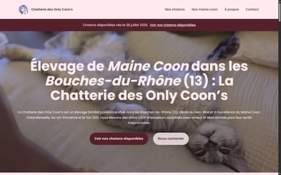 Site vitrine deux pages pour un élevage de Maine Coon en PACA - Création de site internet