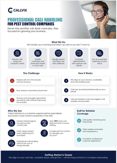 Pest Control Call Handling - Communication corporate