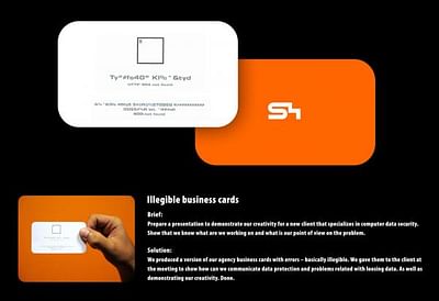 Illegible business cards - Advertising