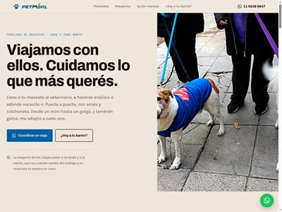 Web para traslado de mascotas: PET MÓVIL - Website Creation