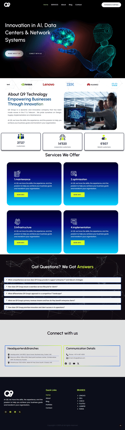 Q9 Hub — IT & Telecom Corporate Website - Website Creation