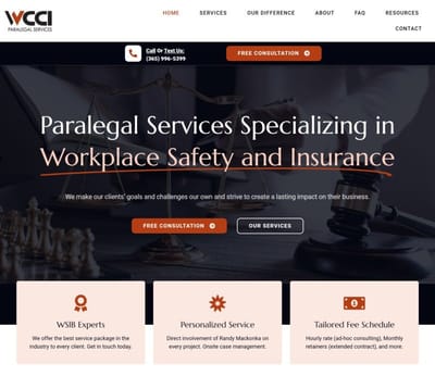 WCCI Paralegal Services - Brending & Web Design - Website Creatie