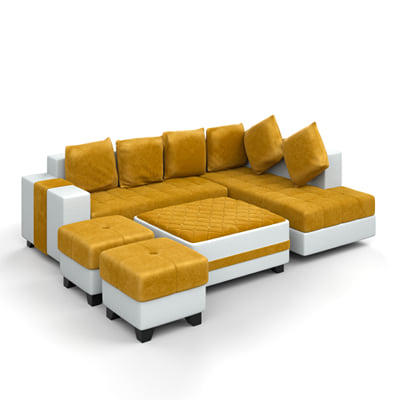 Modern Modular L-Shape Sofa Set - 3D