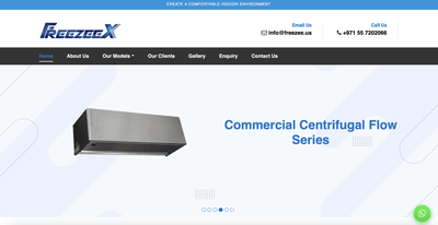 Custom seo friendly website developed for FreezeeX Air Curtains - Création de site internet