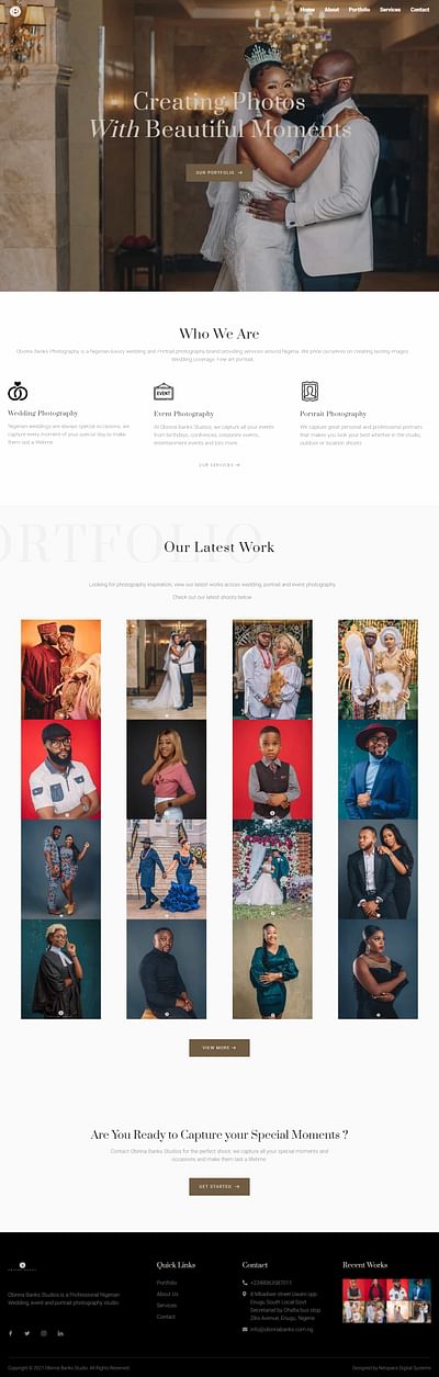 Website Design | Obinna Banks Photography Studio - Creación de Sitios Web