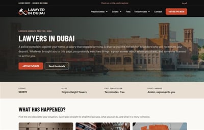 Lawyer in Dubai (.ae): Bilingual Legal Services Website - SEO