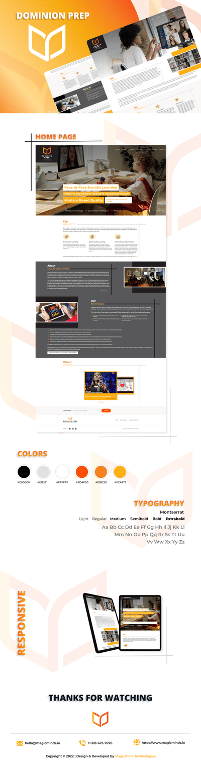 Dominion Prep: Website for Educational Institution - Web Application