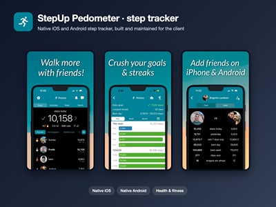 StepUp Pedometer: step tracking app - Application mobile