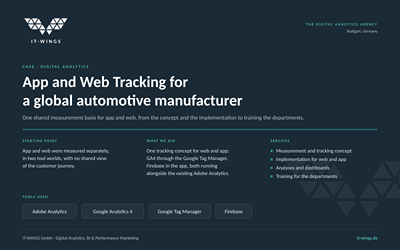 Digital Analytics & Data Project for a global automotive manufacturer - Webanalytik/Big Data