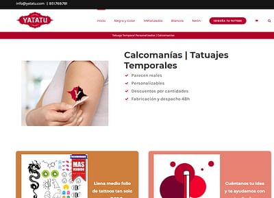 Yatatu tatuajes de calcomanía personalizados - Creación de Sitios Web