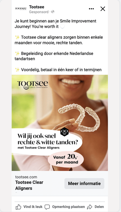 Tootsee: Growth marketing (onzichtbare beugels) - Digital Strategy
