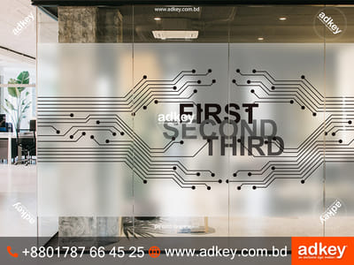 Office Glass Printing Frosted Sticker led sign bd - Print