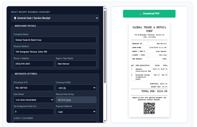 Receipt Generator Pro - Web Application