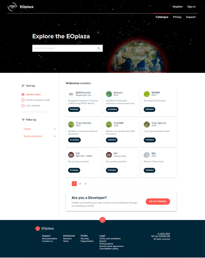 VITO Terrascope | Marketplace Platform Development - Application web