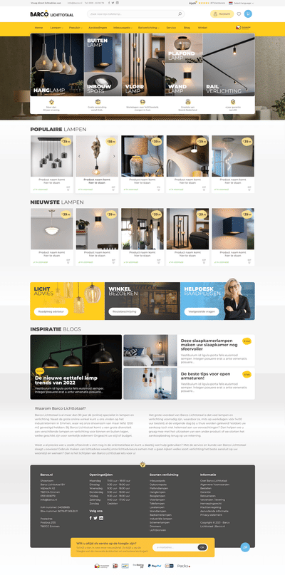 Barco Lichttotaal shopware webshop - Ontwerp