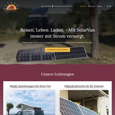 Webseite für Anbieter von mobilen Solaranlagen - Webseitengestaltung