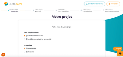 Simulateur de projet - Dualsun - Création de site internet