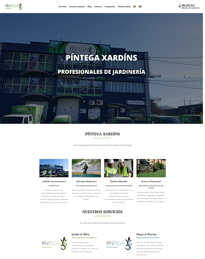 Desarrollo web Píntega Xardíns - Creación de Sitios Web